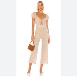 Privacy Please Bow Front Polka Dot Tavi Jumpsuit Size XS